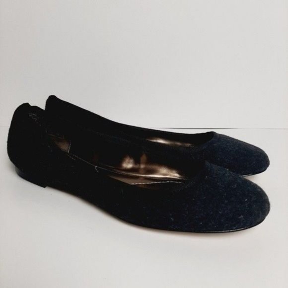 LANDS' END  Ballet Flats Felted Slip-On Shoes Dark Grey Sz 8 - Picture 2 of 11